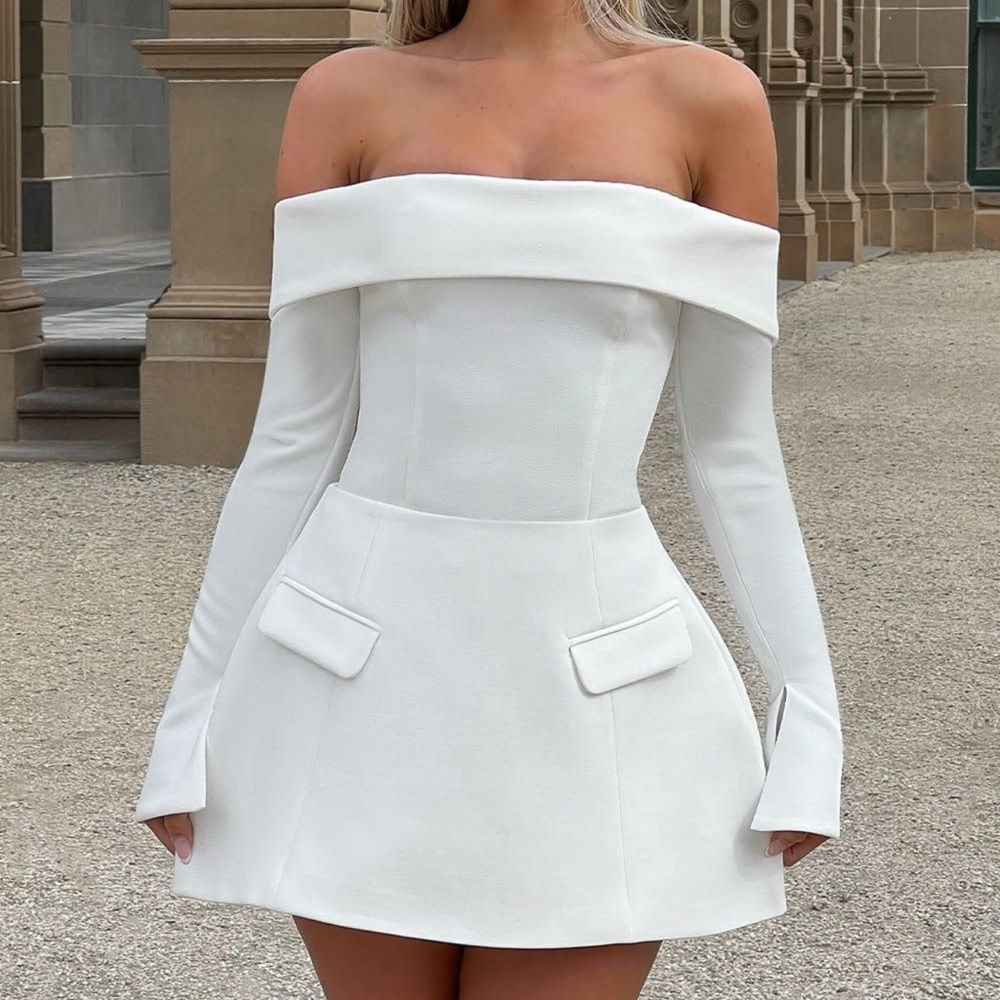 Elegant Off-Shoulder White Dress